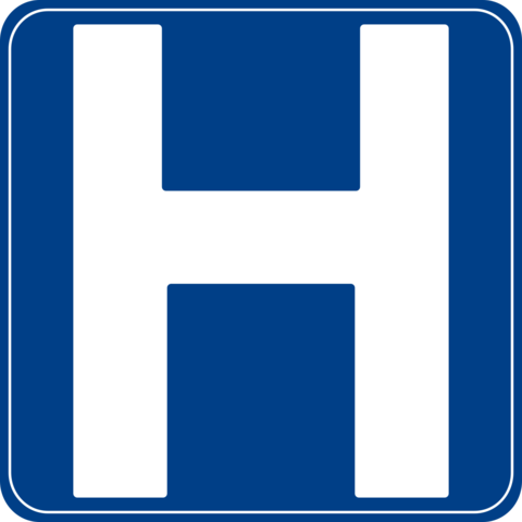 Square Shaped Dark Blue Hospital Sign Template